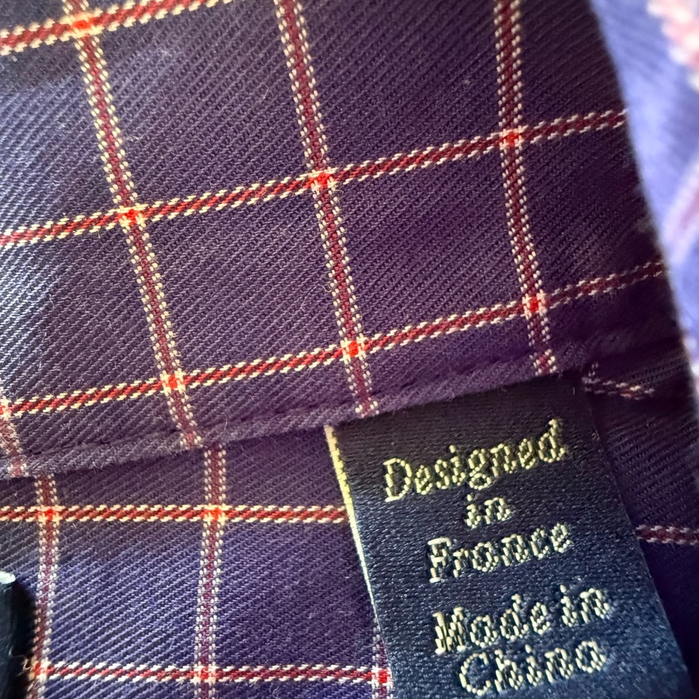 Faconnable Men’s Navy and White Windowpane Button-Down Shirt Size Large NWT - Picture 3 of 10